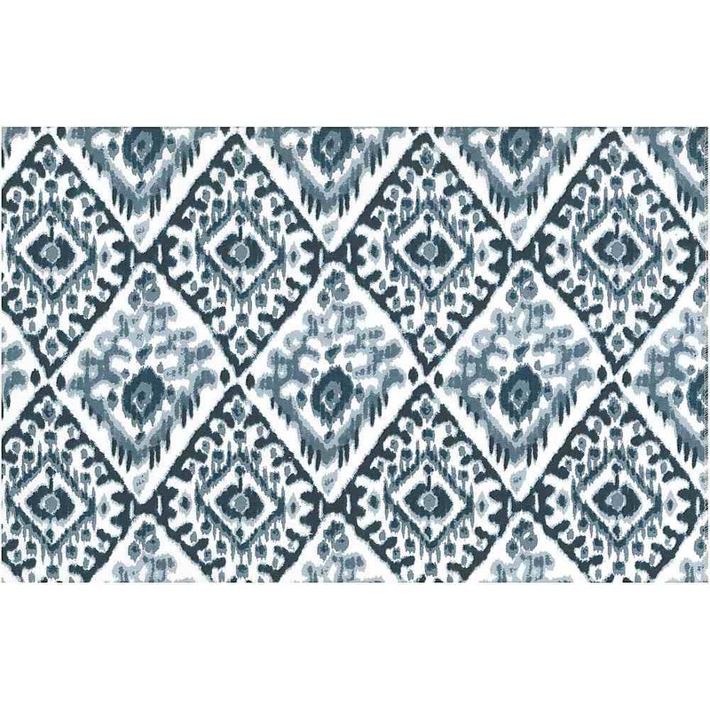 Tashkent Ikat Print China Blues White Laura Kiran Fabric
