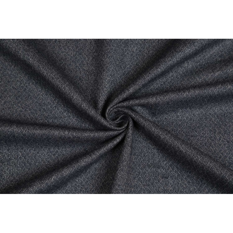 Black Plain Herringbone Wool Tweed Fabric