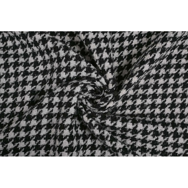 Black & White Checks Wool Acrylic Blend Fabric