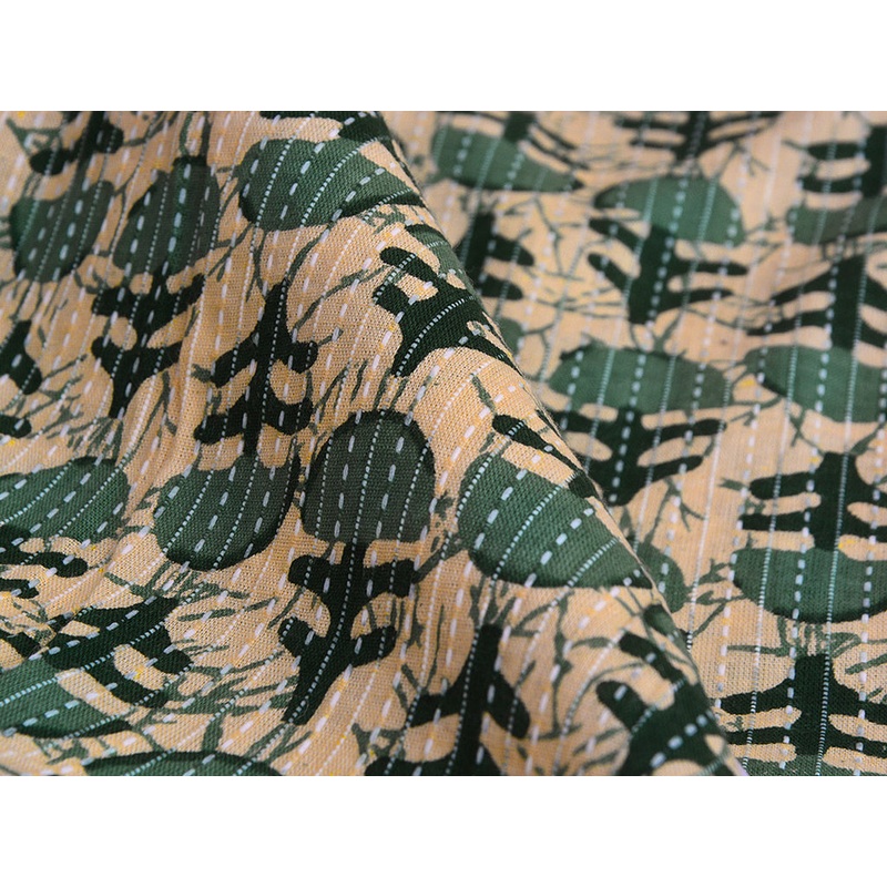 Amazon Green Traditional Pure Cotton Kantha Fabric