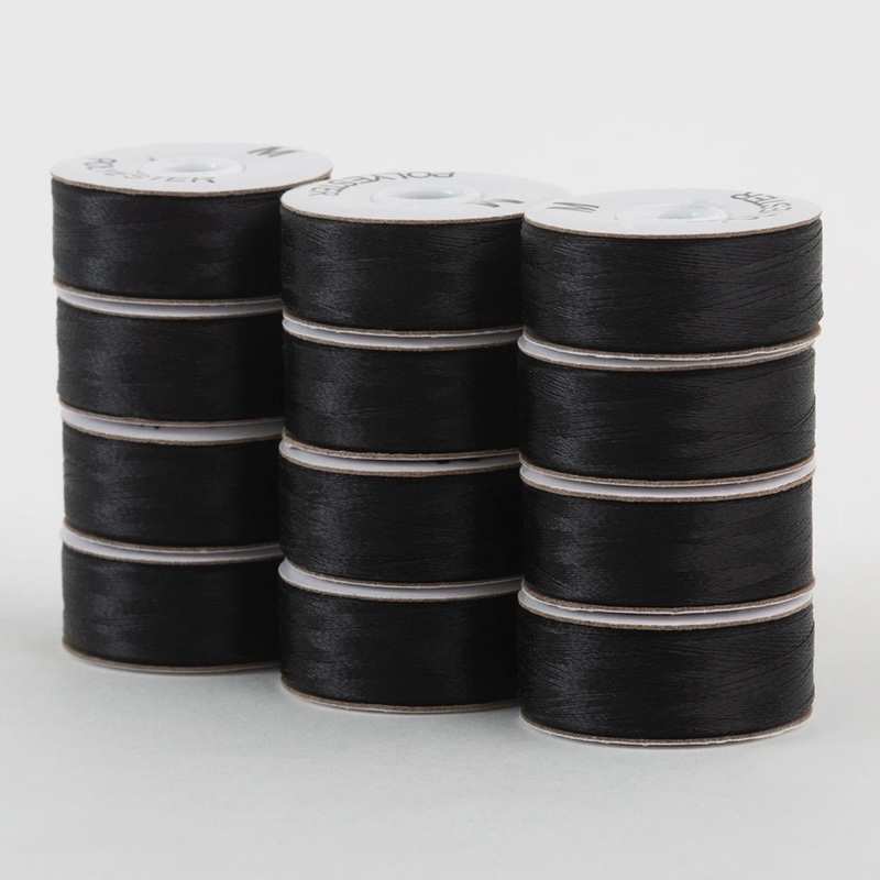 SuperBobs Polyester Bobbin 12pk M-Style Black # 301-12-625