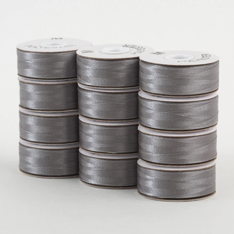 SuperBobs Polyester Bobbin 12pk M-Style Gray # 301-12-622
