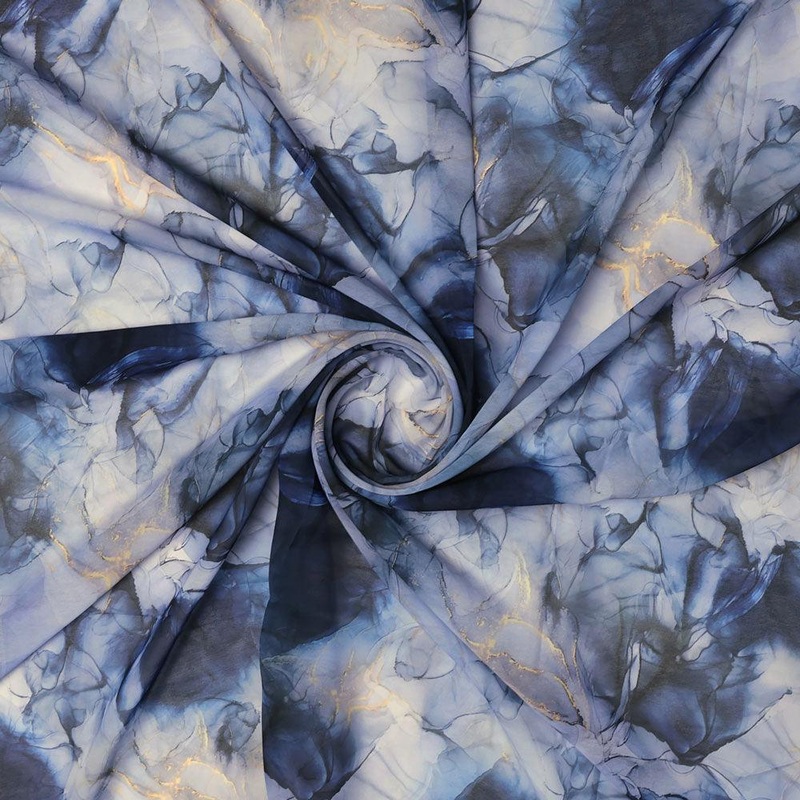 Blue Decorative Weightless Printed Fabric