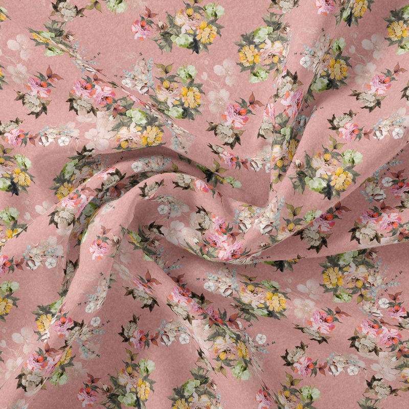 Baby Pink Flower Weightless Printed Fabric