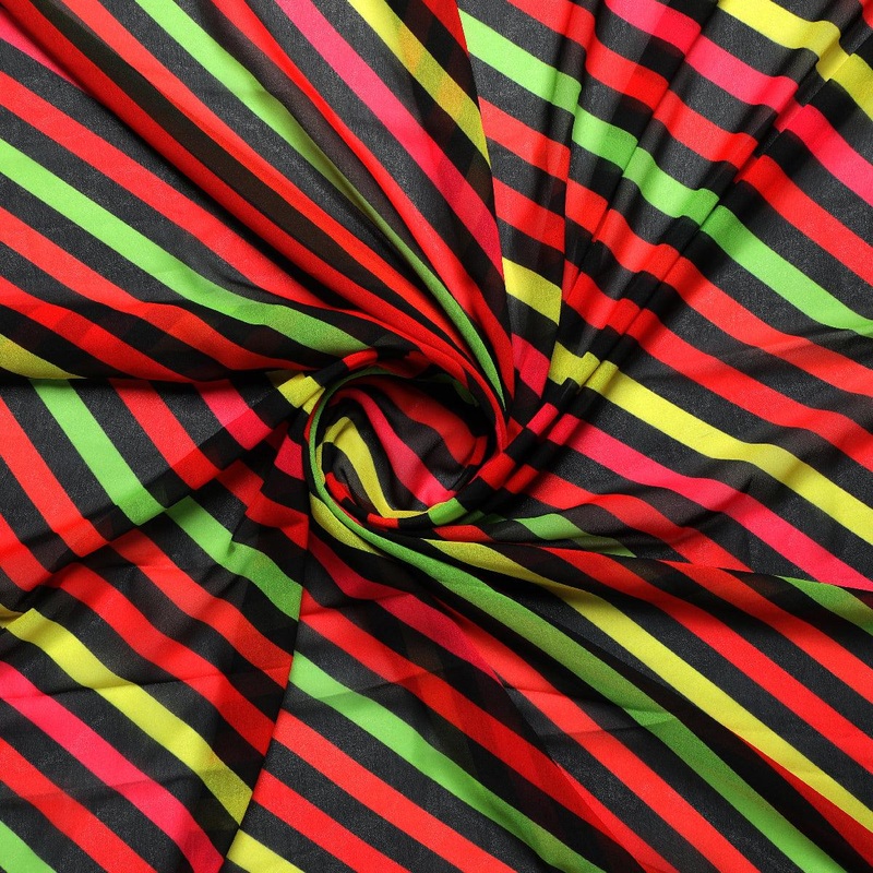 Black Regimental Strips Weightless Printed Fabric