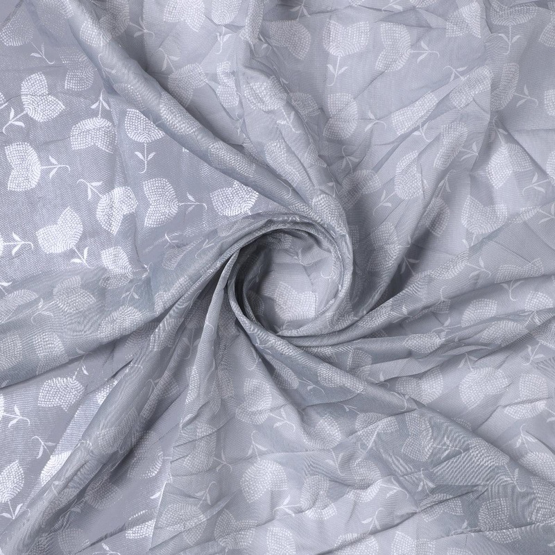 Chanderi Digital Printed Fabric in Gray with Decorative Pattern