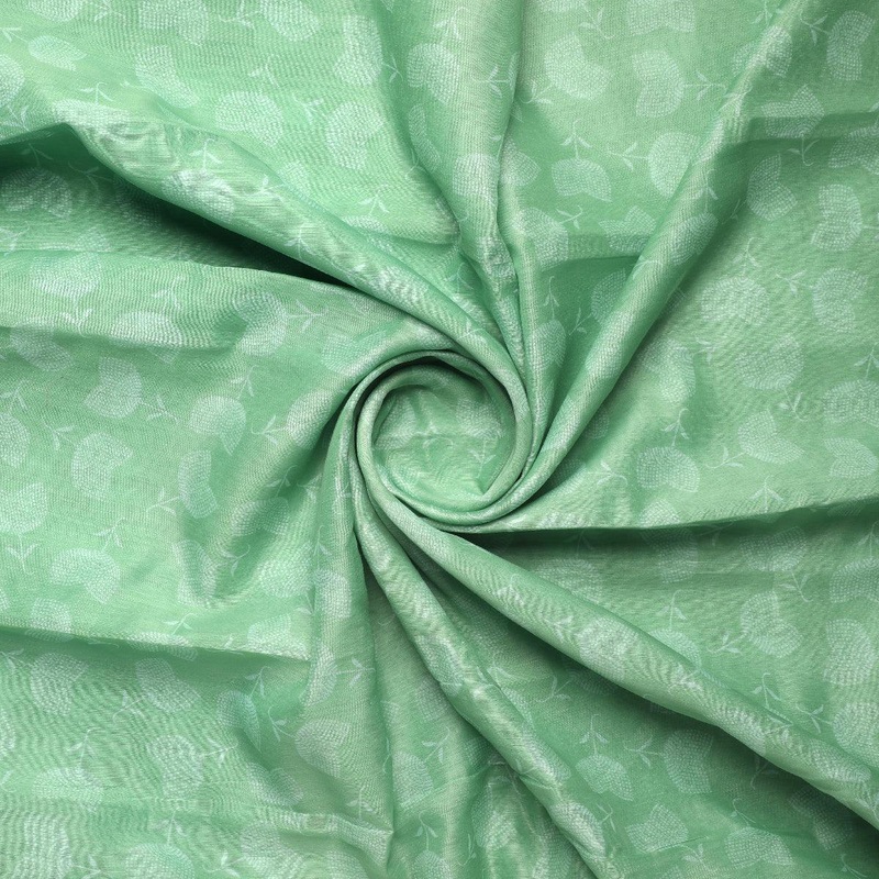 Chanderi Digital Printed Fabric with Decorative Butti Pattern in Green