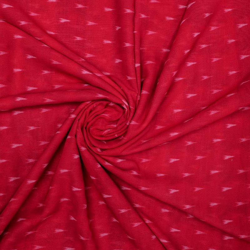 Red Polka Motif Digital Printed Fabric - Weightless