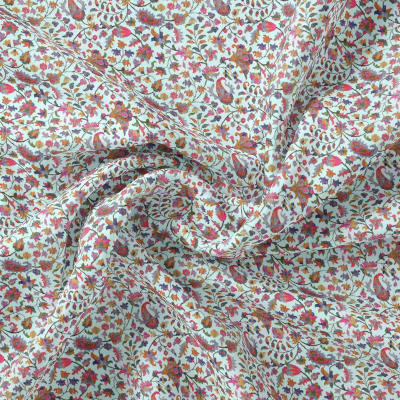 Sky Blue Paisley Pashmina Printed Fabrick