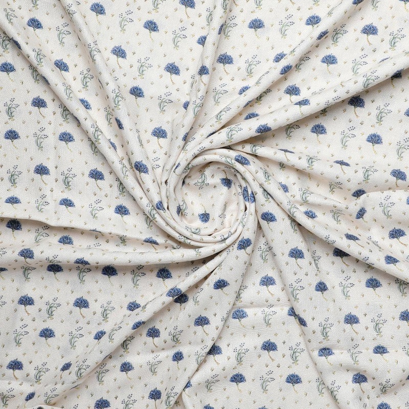 Tan Flower Pashmina Printed Fabric