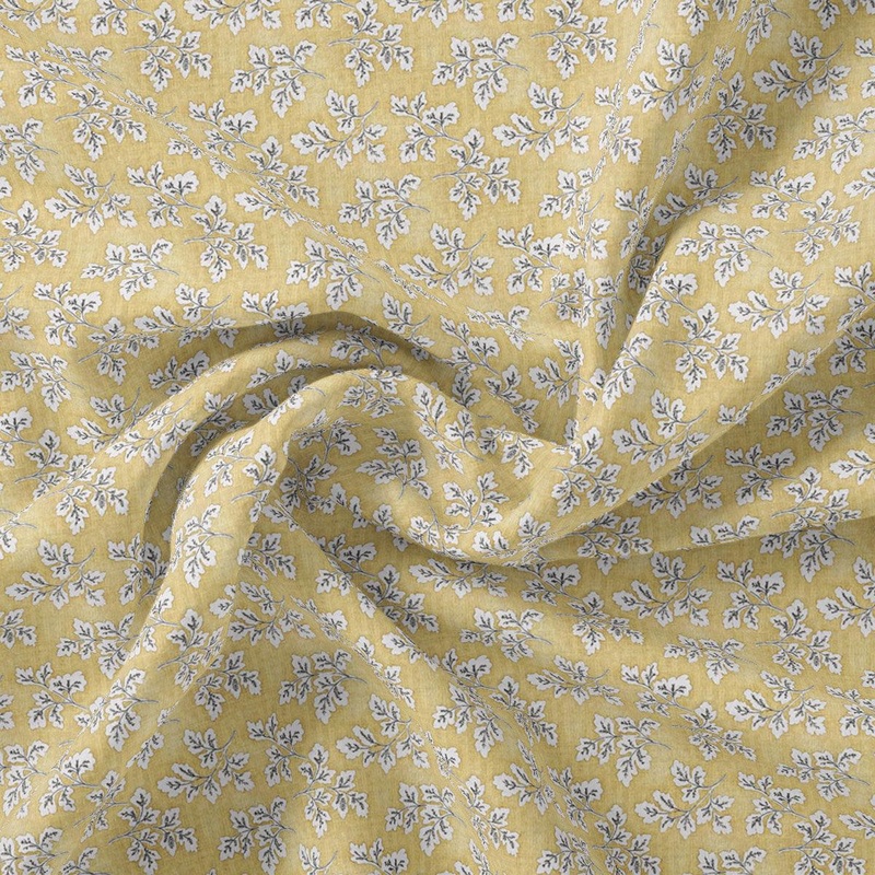 Tan Leaves Pashmina Printed Fabric