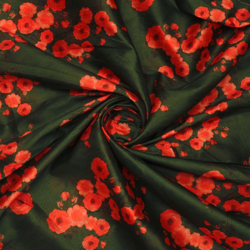 Tusser Silk Digital Printed Fabric in Beautiful Floral & Ditsy Patterns