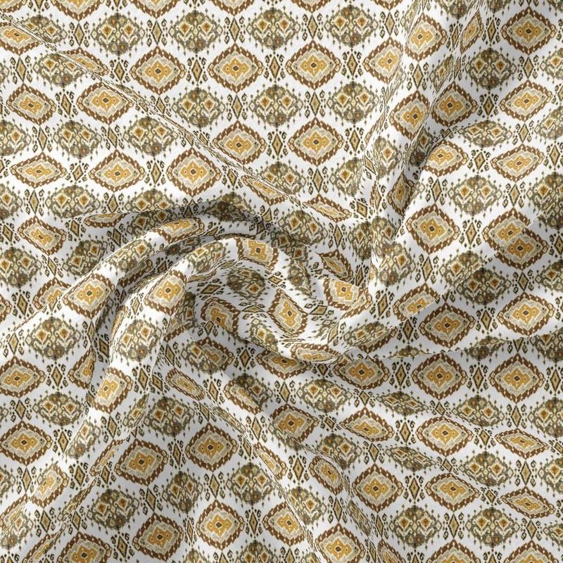 White Ikat Pashmina Printed Fabric