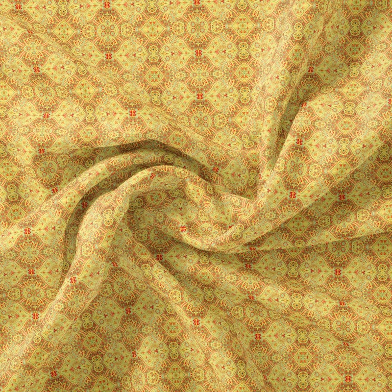 Yellow Ogee Pashmina Printed Fabric