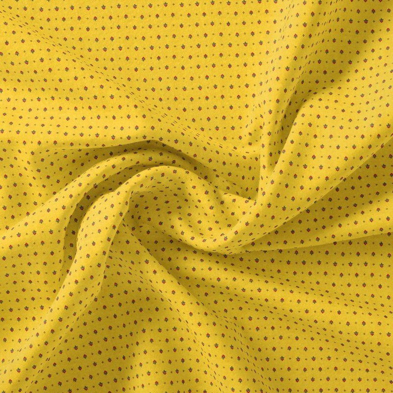 Yellow Seamless Kora Silk Printed Fabric