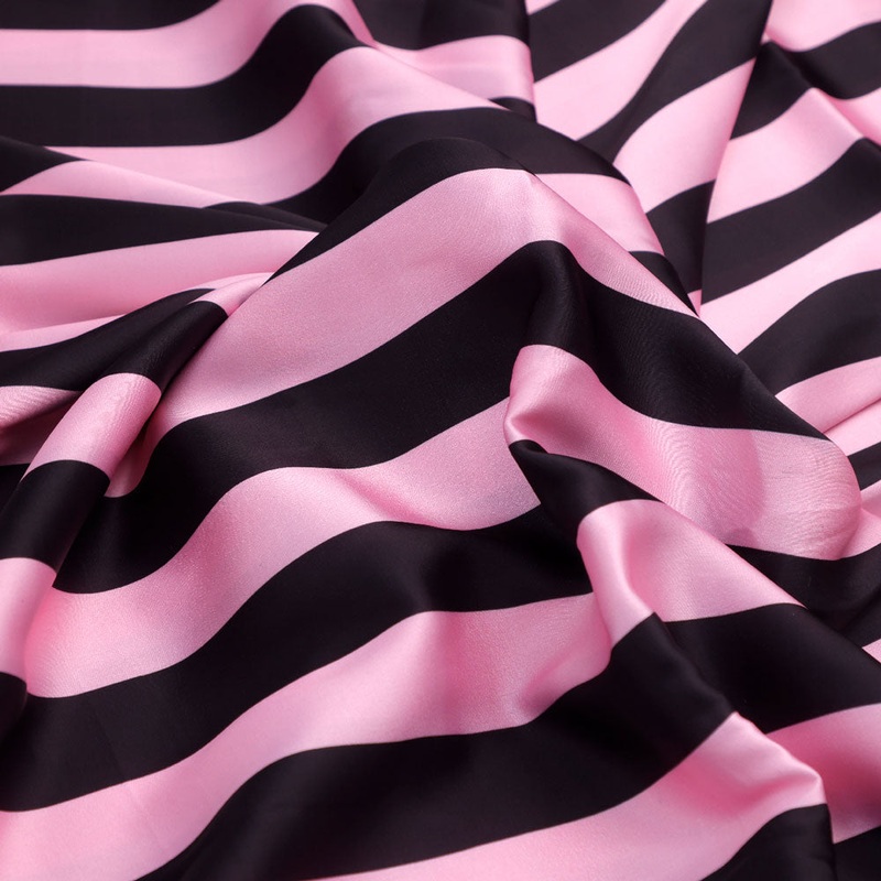 Black and Pink Striped Digital Printed Fabric