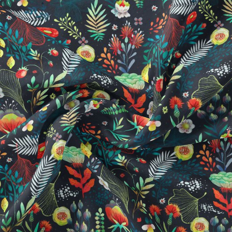 Classy Christmas Japan Satin Printed Fabric