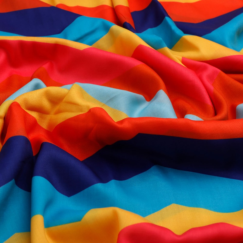 Zigzag Digital Printed Kora Silk Fabric from FAB VOGUE Studio