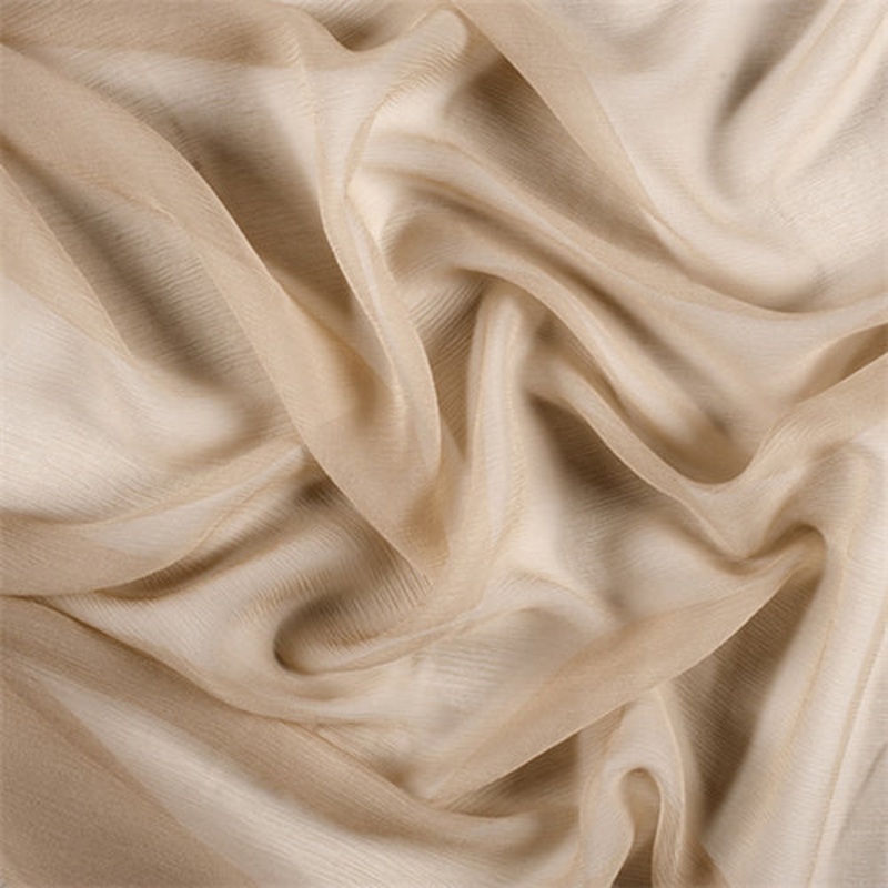Runway Silks Antique Gold Crinkled Silk Chiffon Fabric - Reorderable