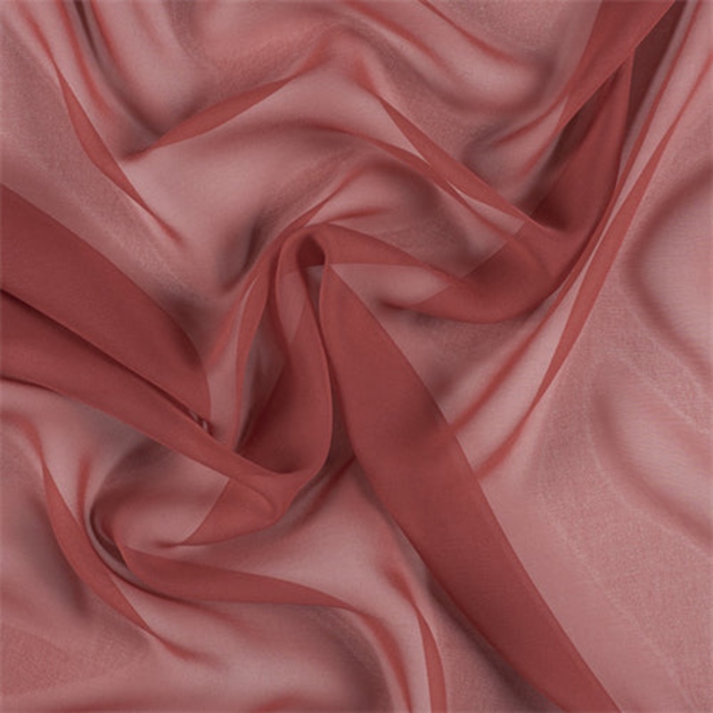 Runway Silks Antique Red Silk Chiffon Fabric - Reorderable