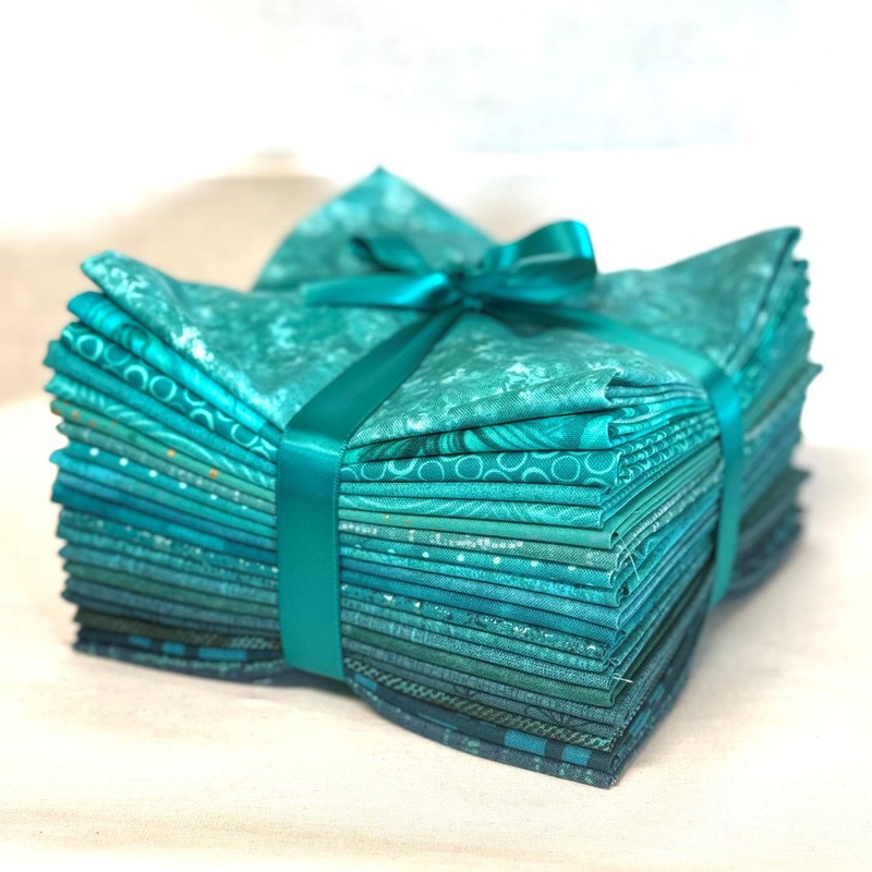 Teal Fat Quarter Bundle - 20 Fat Quarters - Precut